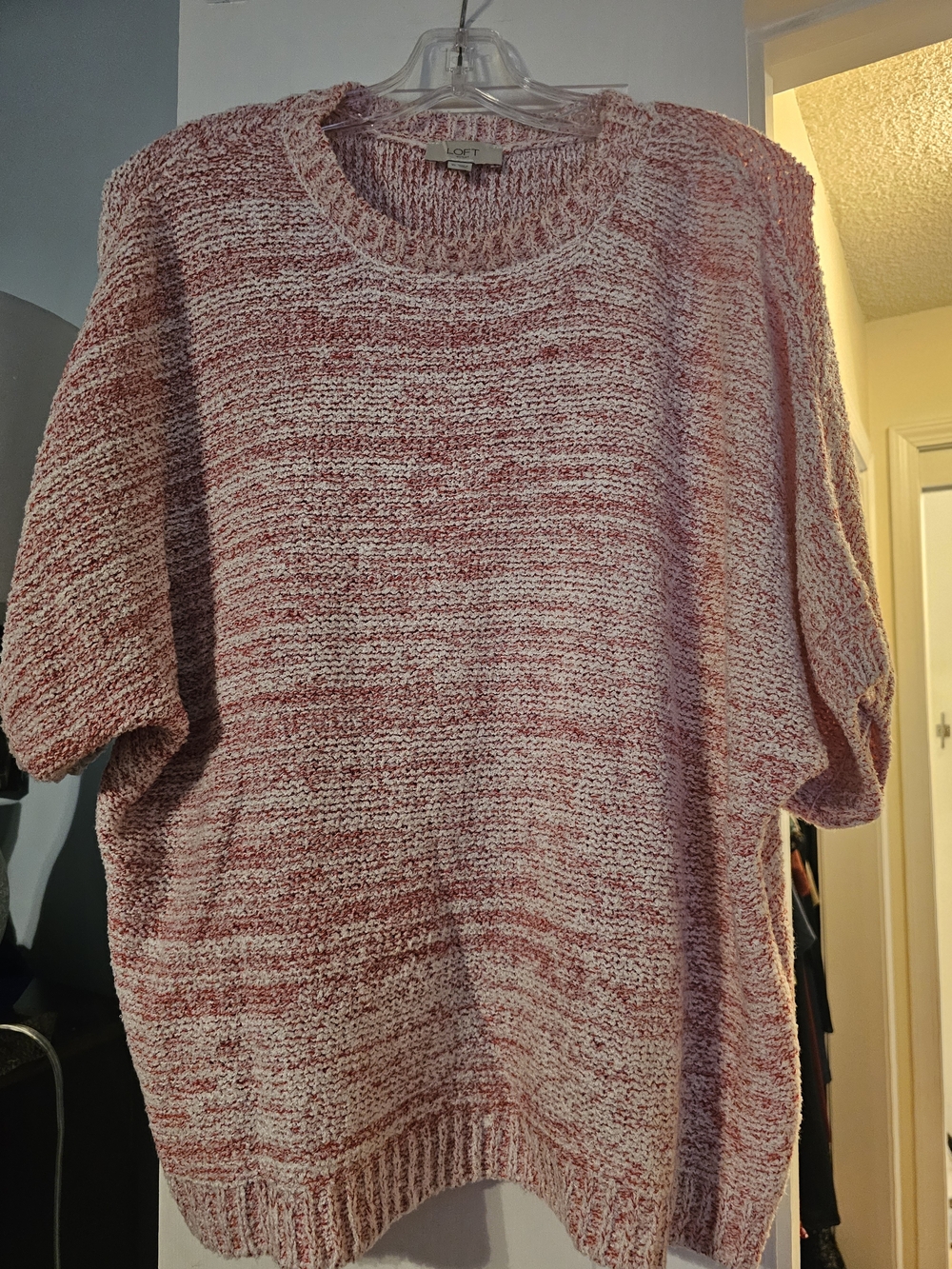 4/$25 LOFT Outlet Pink & White Marled Knit Top